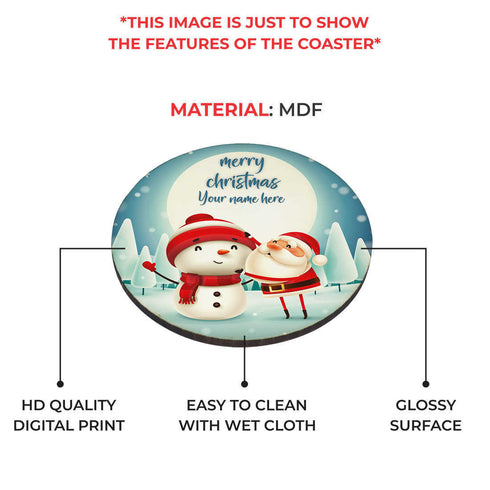 Personalised Merry Christmas MDF Coaster  Set Of 4 - Uncommongifts.in